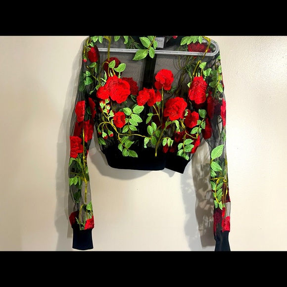 Embroidered Mesh Rose Jacket - Picture 3 of 4